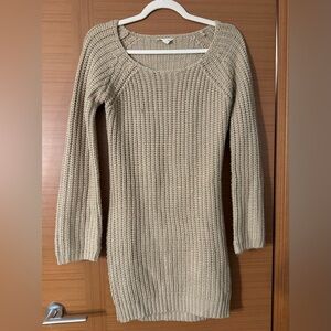 Silence + Noise beige open back sweater dress in good condition. Size small.